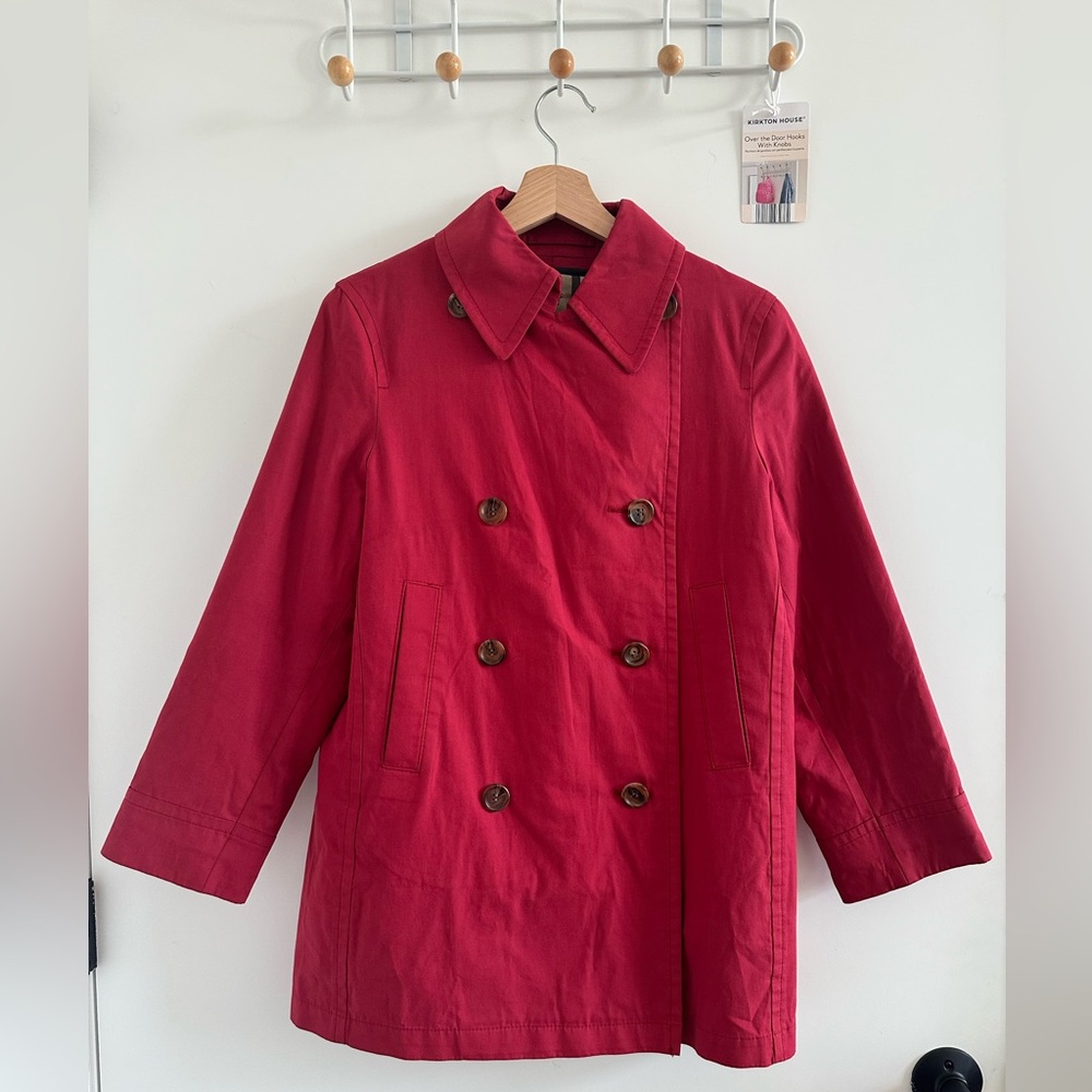 Burberry London Women's Red Trench Coat, Size Small